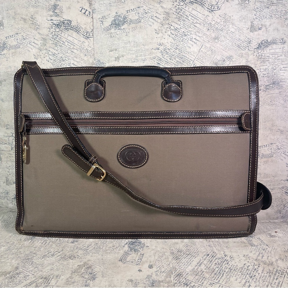 Rare Vintage Gucci Knight Crest Canvas & Leather Briefcase | Made in Italy